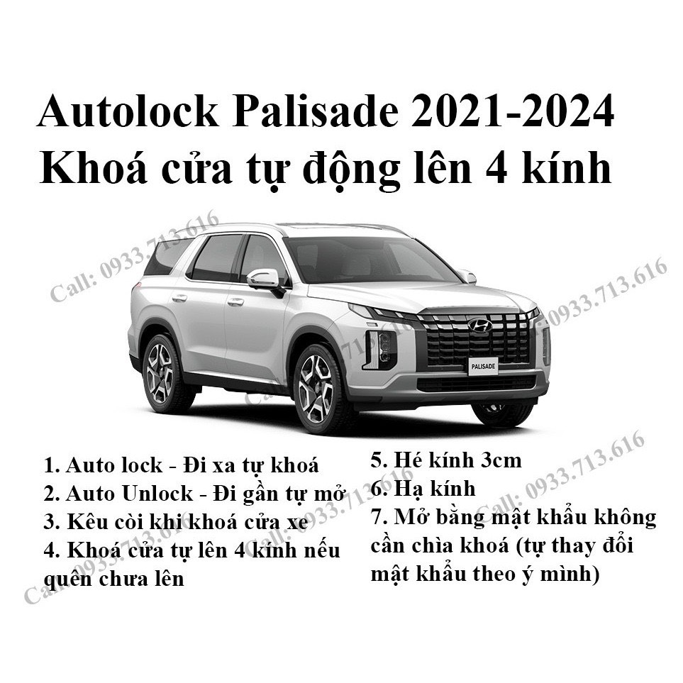 Autolock Palisade 2021-2024 khóa cửa tự động lên 4 kính