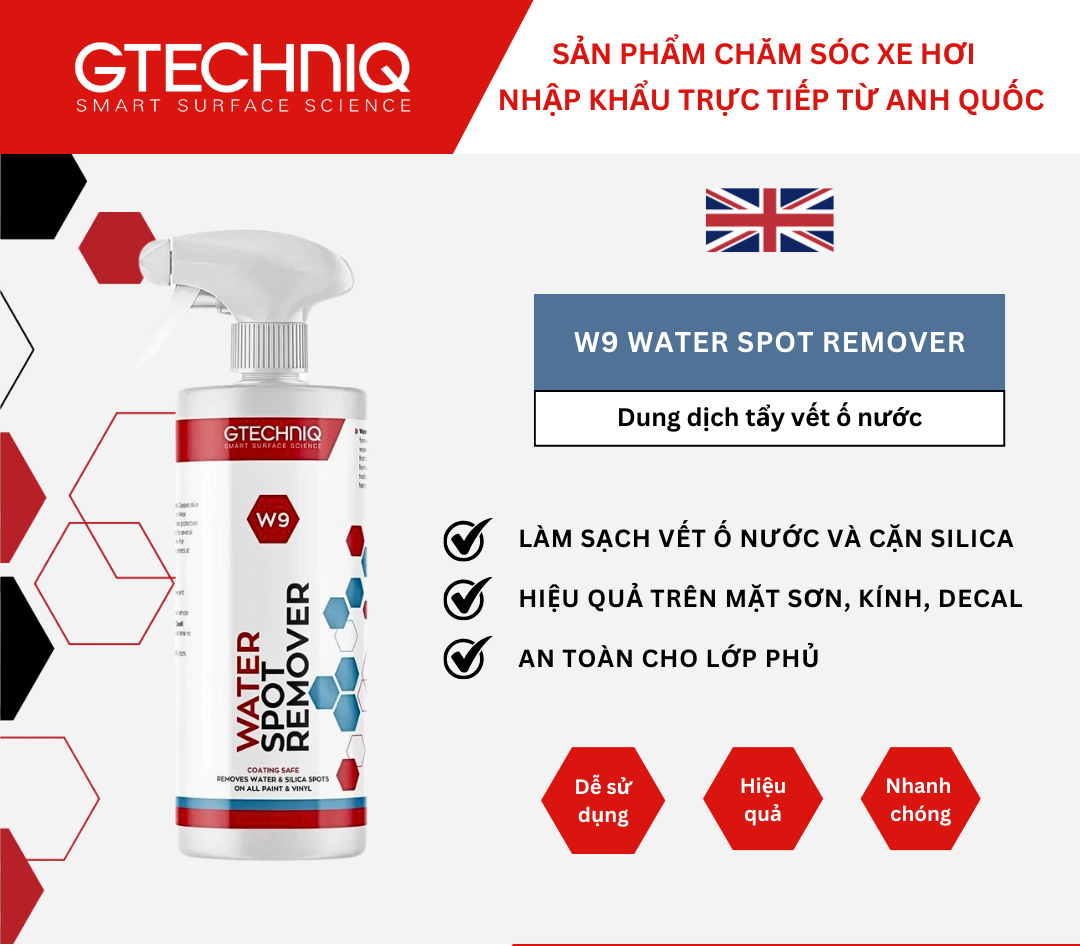 Dung Dịch Làm Sạch Vết Ố Mốc Nước - Gtechniq W9 Water Spot Remover 1l - Ảnh 2