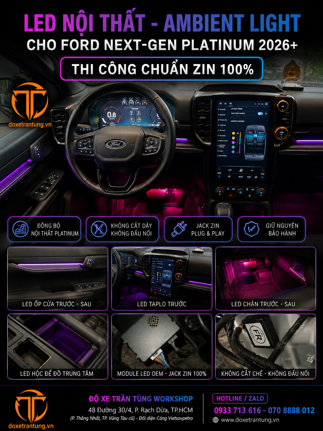LED Nội Thất - Ambient Light OEM Cho Ford Next-Gen Platinum 2026+
