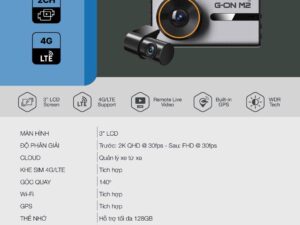 Camera Hành Trình GON M2 - Cắm SIM 4G, Xem Từ Xa Live Không Giới Hạn, Ghi Hình 2K Siêu Nét