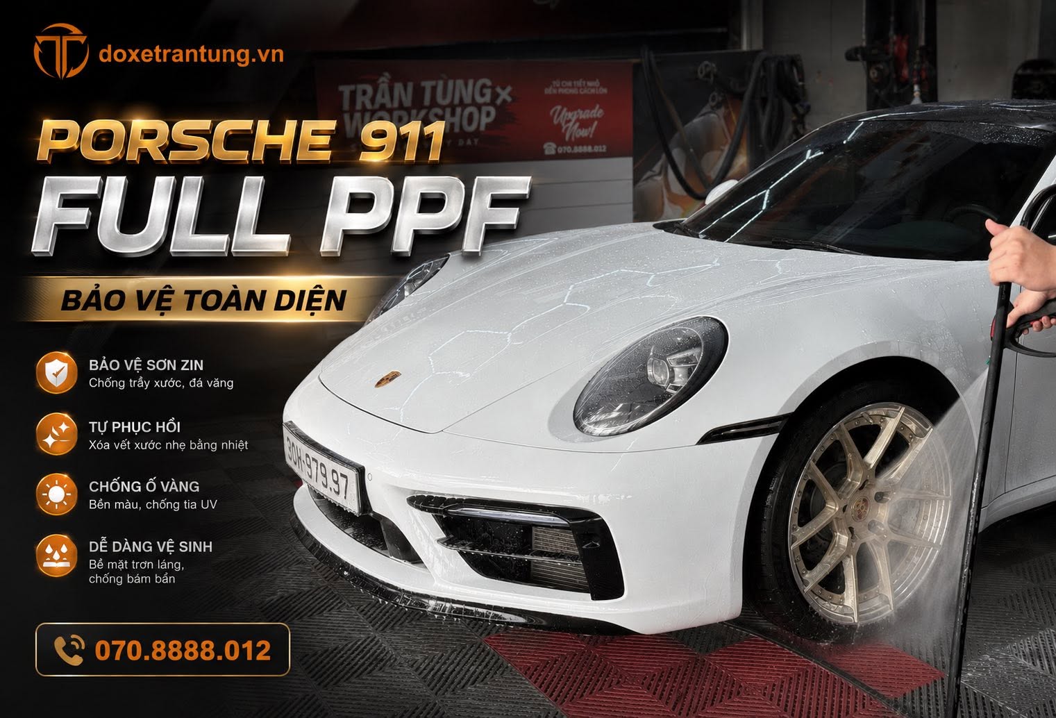 Porsche 911 Dán Full PPF Bảo Vệ Toàn Diện Tại Trần Tùng Workshop Vũng Tàu