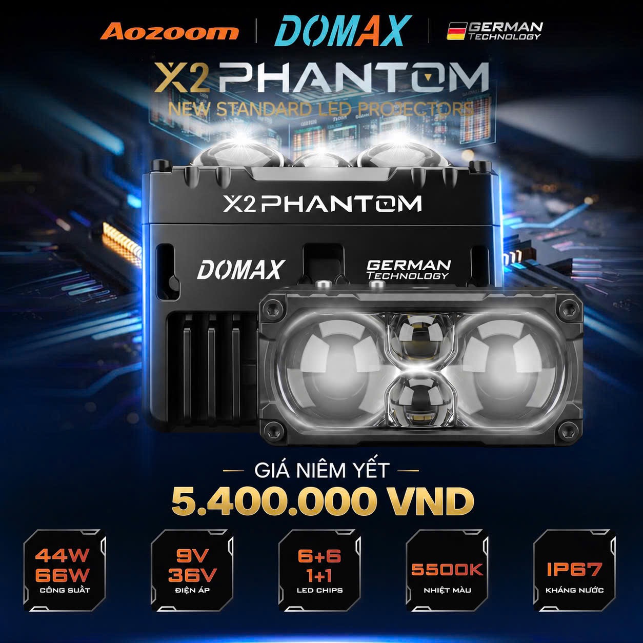 Độ Bi Trợ Sáng X2 Phantom Domax Mitsubishi Destinator – Dưỡng In 3D Đèn Gầm Zin - Ảnh 3