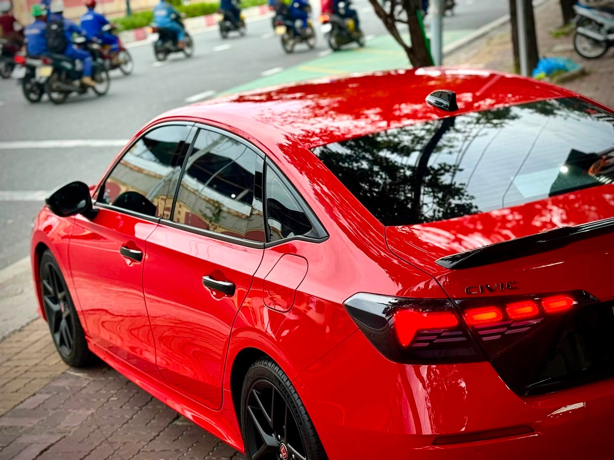 Honda Civic Wrap Đổi Màu Teckwrap Red Racing CG06-HD – Đỏ Ferrari Thể Thao Tại Vũng Tàu - Ảnh 5