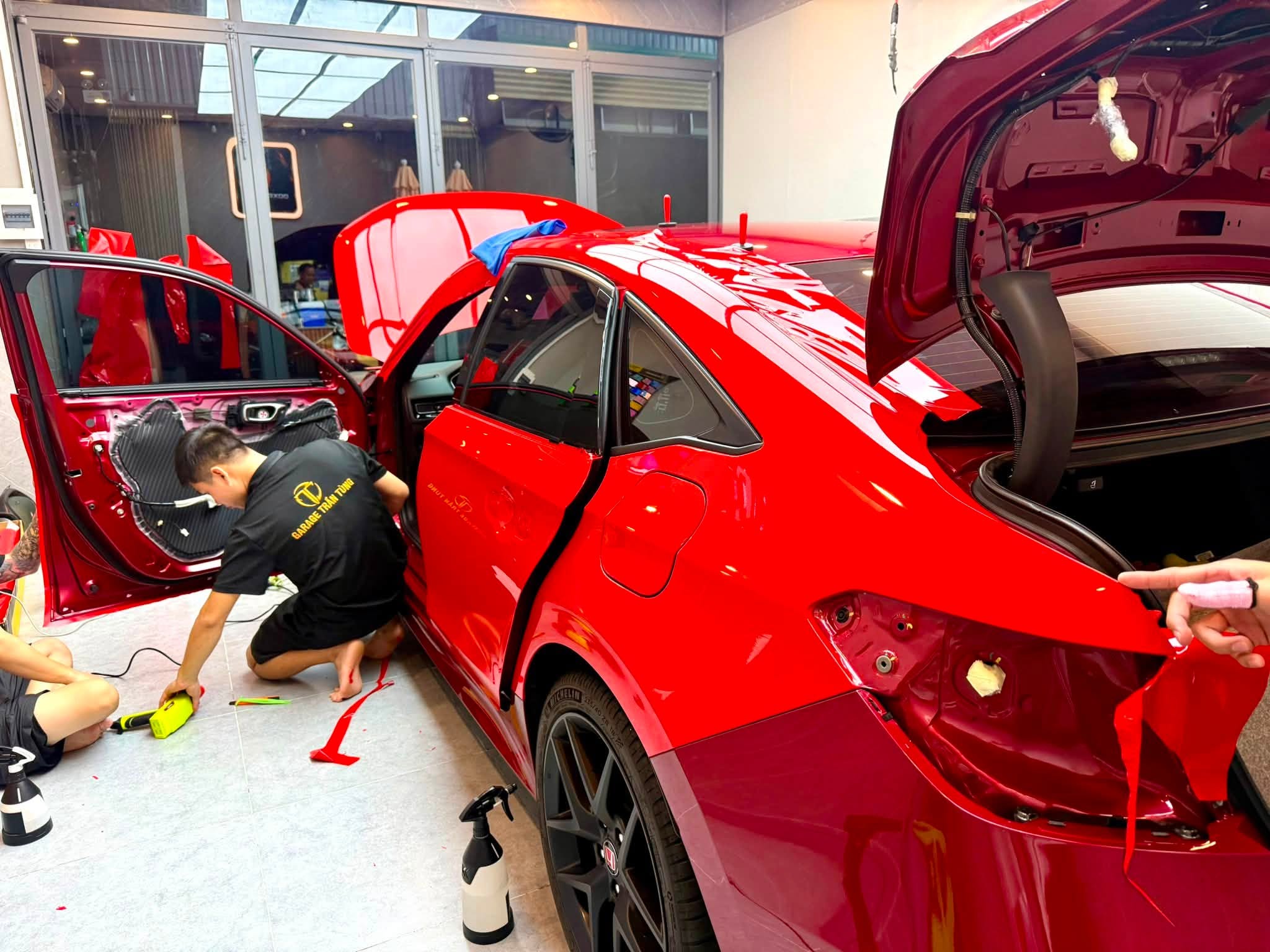 Honda Civic Wrap Đổi Màu Teckwrap Red Racing CG06-HD – Đỏ Ferrari Thể Thao Tại Vũng Tàu - Ảnh 6