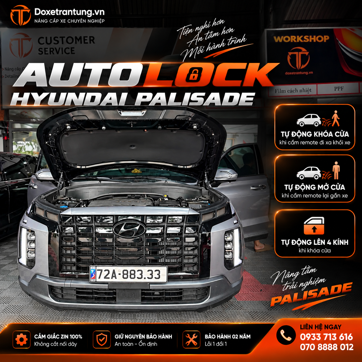 AutoLock Hyundai Palisade – Tự Động Khóa/Mở Cửa & Lên 4 Kính Tại Vũng Tàu